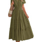 Womens Summer 2026 Casual Midi Maxi Dresses Lightweight Short Sleeve V Neck Elastic Waist Boho Beach Dress Pockets