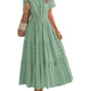 Womens Summer 2026 Casual Midi Maxi Dresses Lightweight Short Sleeve V Neck Elastic Waist Boho Beach Dress Pockets