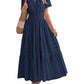 Womens Summer 2026 Casual Midi Maxi Dresses Lightweight Short Sleeve V Neck Elastic Waist Boho Beach Dress Pockets