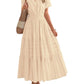 Womens Summer 2026 Casual Midi Maxi Dresses Lightweight Short Sleeve V Neck Elastic Waist Boho Beach Dress Pockets