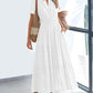 Womens Summer 2026 Casual Midi Maxi Dresses Lightweight Short Sleeve V Neck Elastic Waist Boho Beach Dress Pockets