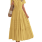 Womens Summer 2026 Casual Midi Maxi Dresses Lightweight Short Sleeve V Neck Elastic Waist Boho Beach Dress Pockets