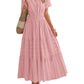 Womens Summer 2026 Casual Midi Maxi Dresses Lightweight Short Sleeve V Neck Elastic Waist Boho Beach Dress Pockets