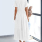 Womens Summer 2026 Casual Midi Maxi Dresses Lightweight Short Sleeve V Neck Elastic Waist Boho Beach Dress Pockets