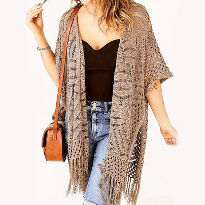 🌊 ✨ 2026 Openwork Open Front Cardigan with Fringes 🌴