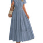 Womens Summer 2026 Casual Midi Maxi Dresses Lightweight Short Sleeve V Neck Elastic Waist Boho Beach Dress Pockets