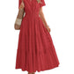 Womens Summer 2026 Casual Midi Maxi Dresses Lightweight Short Sleeve V Neck Elastic Waist Boho Beach Dress Pockets