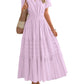Womens Summer 2026 Casual Midi Maxi Dresses Lightweight Short Sleeve V Neck Elastic Waist Boho Beach Dress Pockets
